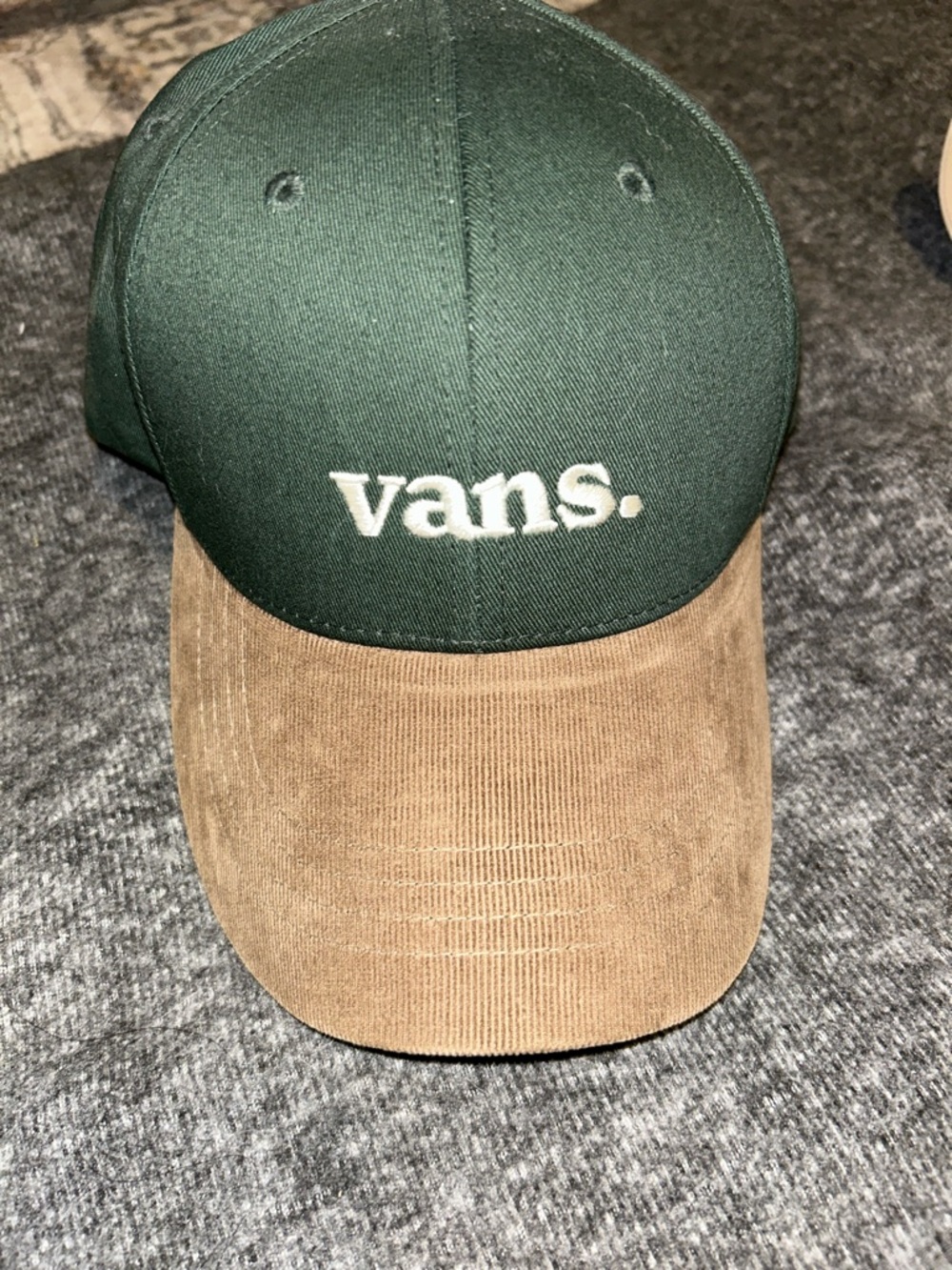 Vans Dark Green Crown with Brown Corduroy Brim Baseball Cap